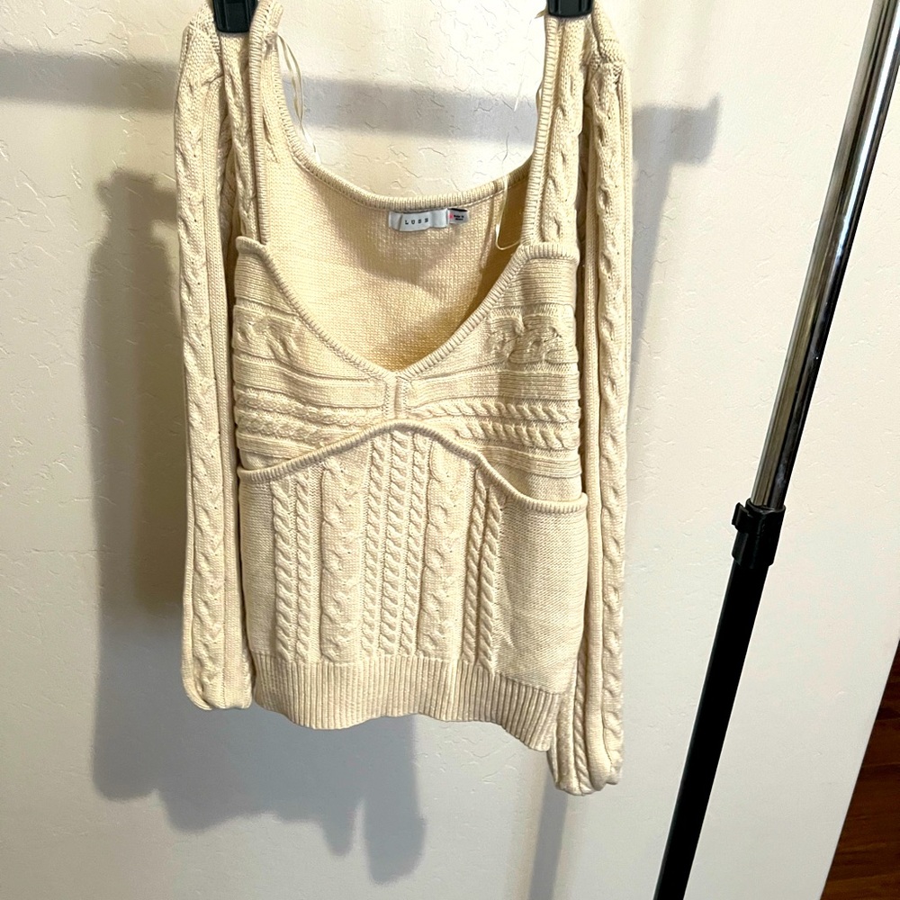 Cream top sweater material medium